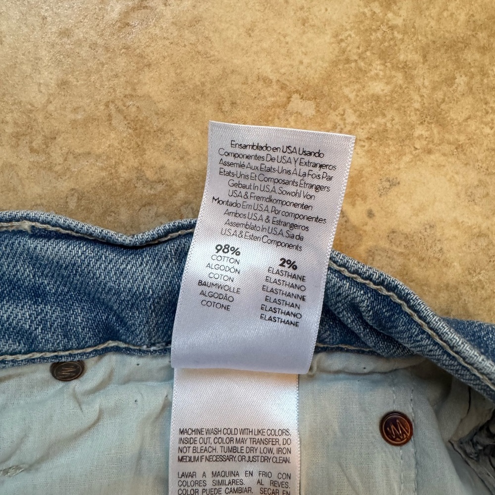 MOTHER Light Blue Distressed Denim Jean Shorts - Picture 5 of 6
